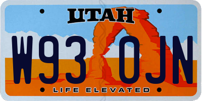 UT license plate W930JN