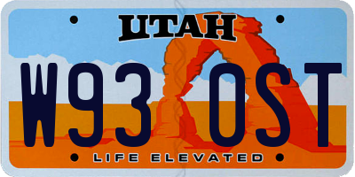 UT license plate W930ST