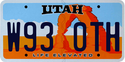 UT license plate W930TH