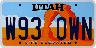 UT license plate W930WN