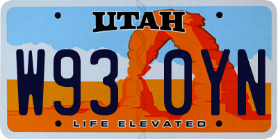 UT license plate W930YN