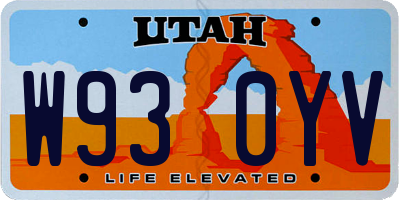 UT license plate W930YV