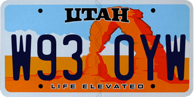 UT license plate W930YW