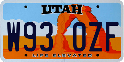 UT license plate W930ZF