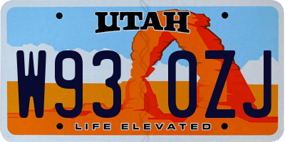 UT license plate W930ZJ