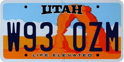UT license plate W930ZM