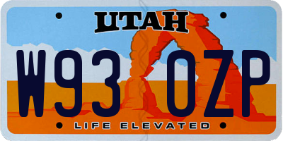 UT license plate W930ZP