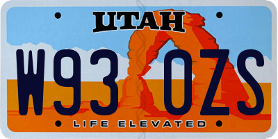 UT license plate W930ZS