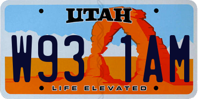 UT license plate W931AM