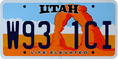 UT license plate W931CI