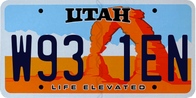 UT license plate W931EN