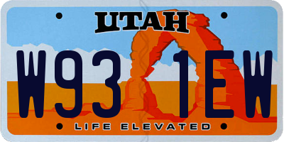 UT license plate W931EW