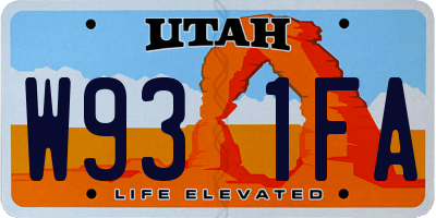 UT license plate W931FA