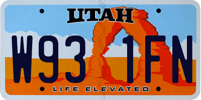 UT license plate W931FN