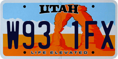 UT license plate W931FX