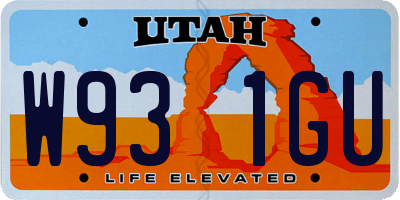 UT license plate W931GU