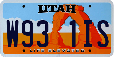UT license plate W931IS