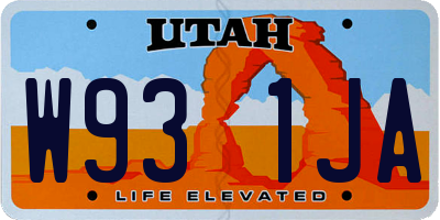UT license plate W931JA
