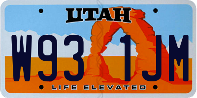 UT license plate W931JM