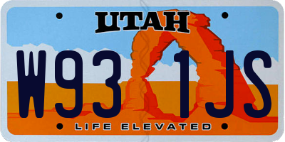 UT license plate W931JS