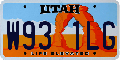 UT license plate W931LG