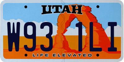UT license plate W931LI