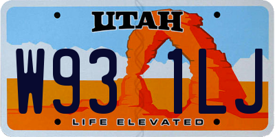 UT license plate W931LJ