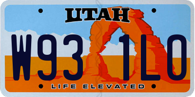 UT license plate W931LO