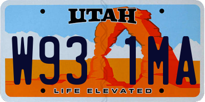 UT license plate W931MA