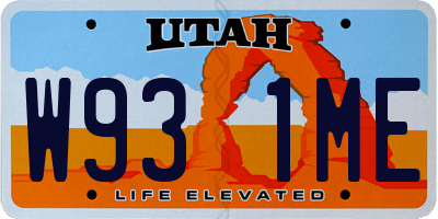 UT license plate W931ME