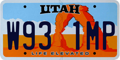 UT license plate W931MP