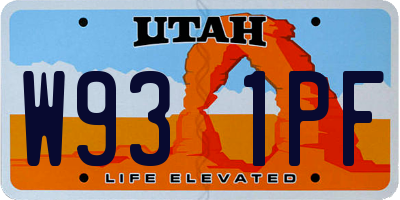 UT license plate W931PF