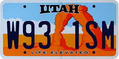UT license plate W931SM