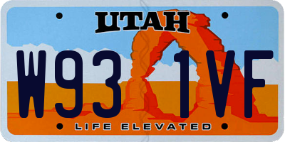 UT license plate W931VF