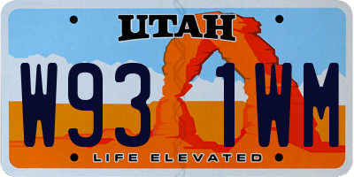 UT license plate W931WM