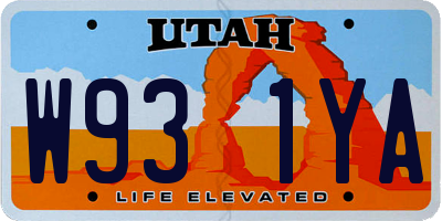 UT license plate W931YA