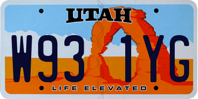 UT license plate W931YG