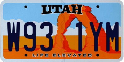 UT license plate W931YM