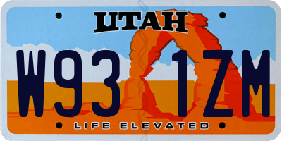 UT license plate W931ZM