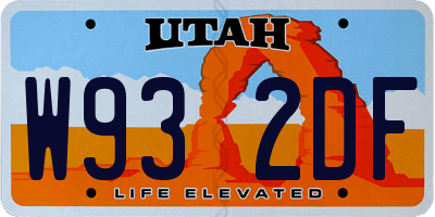 UT license plate W932DF