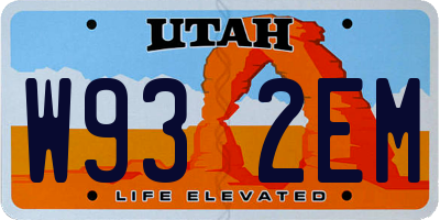 UT license plate W932EM