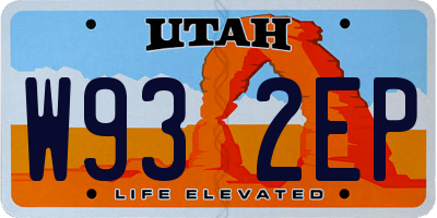 UT license plate W932EP