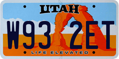 UT license plate W932ET