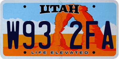 UT license plate W932FA