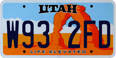 UT license plate W932FD