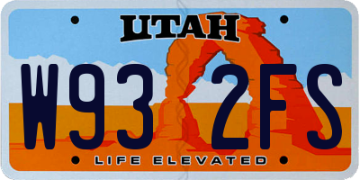 UT license plate W932FS