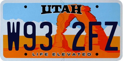 UT license plate W932FZ