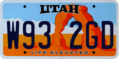UT license plate W932GD
