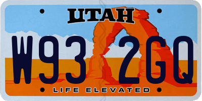 UT license plate W932GQ