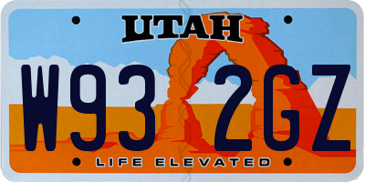 UT license plate W932GZ